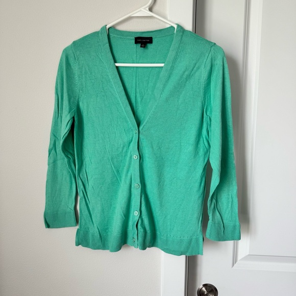 The Limited Sweaters - The Limited Turquoise Cardigan Size Medium V-neck Three Quarter Sleeves Office